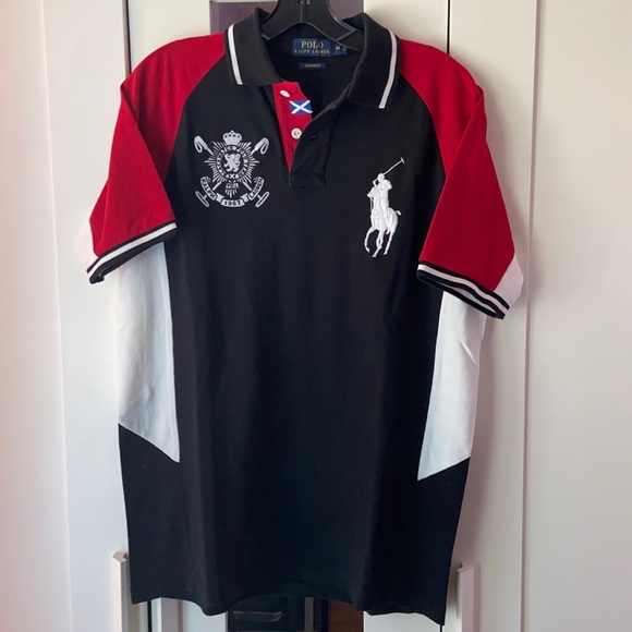 POLO RALPH LAUREN POLO BLACK SHIRT MEDIUM CUSTOM - Picture 1 of 3